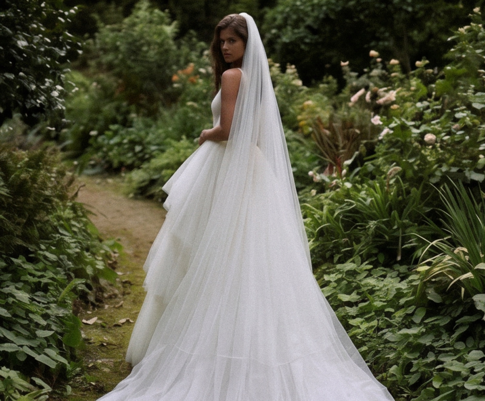 Veil in a garden setting